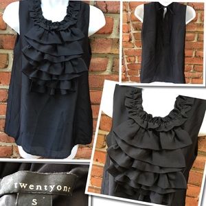 Twenty one Black Ruffle Tank Top Blouse Size Small